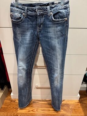 Miss Me Distressed Dark Blue Skinny Jeans